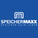 Das Logo von SpeicherMAXX Lagerräume und Garagen zur Miete mit dem Slogan.